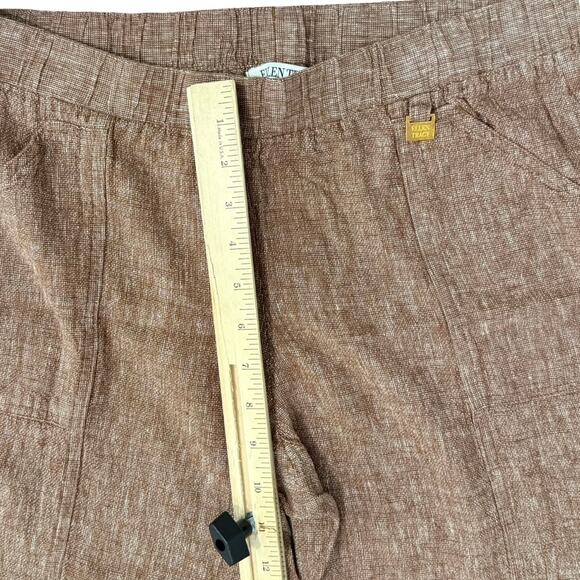Ellen Tracy Brown Linen Rayon Blend Slash Pockets Mid Rise Capri Pants size M - Picture 7 of 8